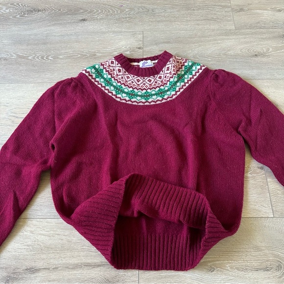 Vintage JP Collection 100% Shetland New Wool Sweater Fair Isle Pattern Yoke Sz L - Picture 5 of 6